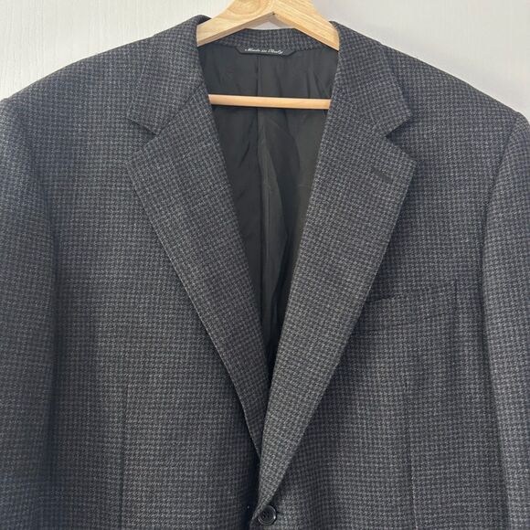 Canali Suit Sports Jacket Coat Mens 46L Cupro Wool Plaid Check Houndstooth Italy - Picture 3 of 11